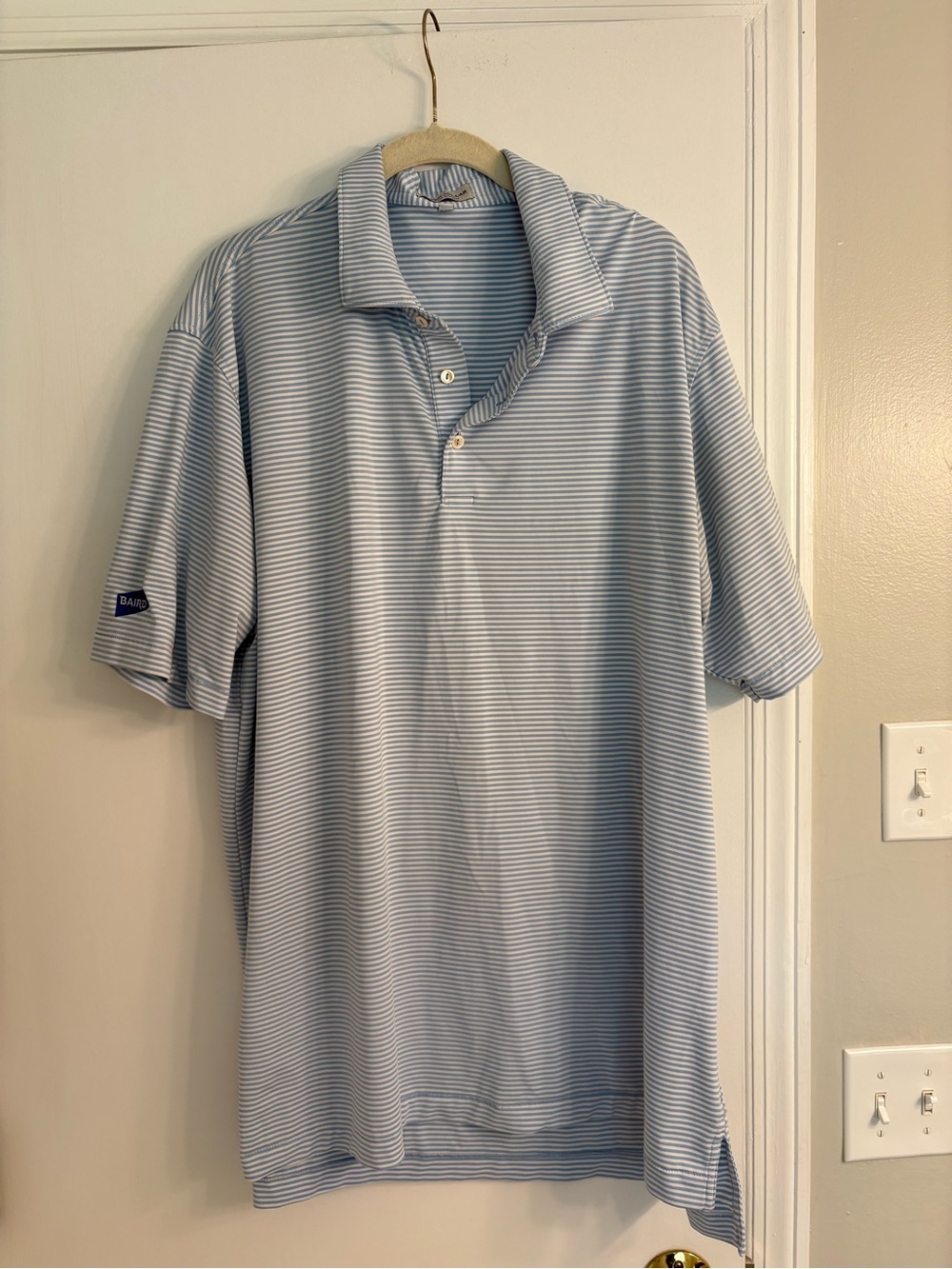 Peter Millar Summer Comfort Men's Short Sleeve Golf Polo, size XL, Baird Logo